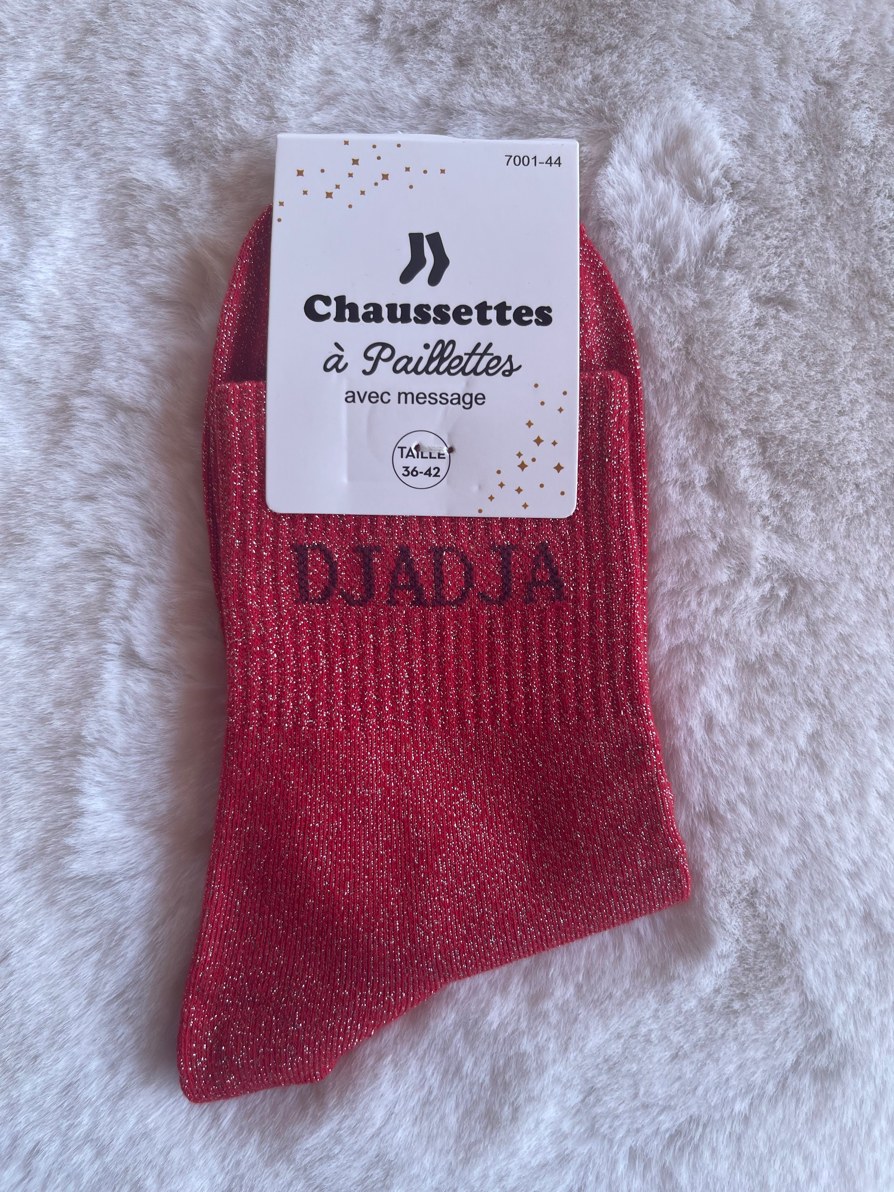 Chaussettes à Paillettes "Djadja" - Rouge Irisé