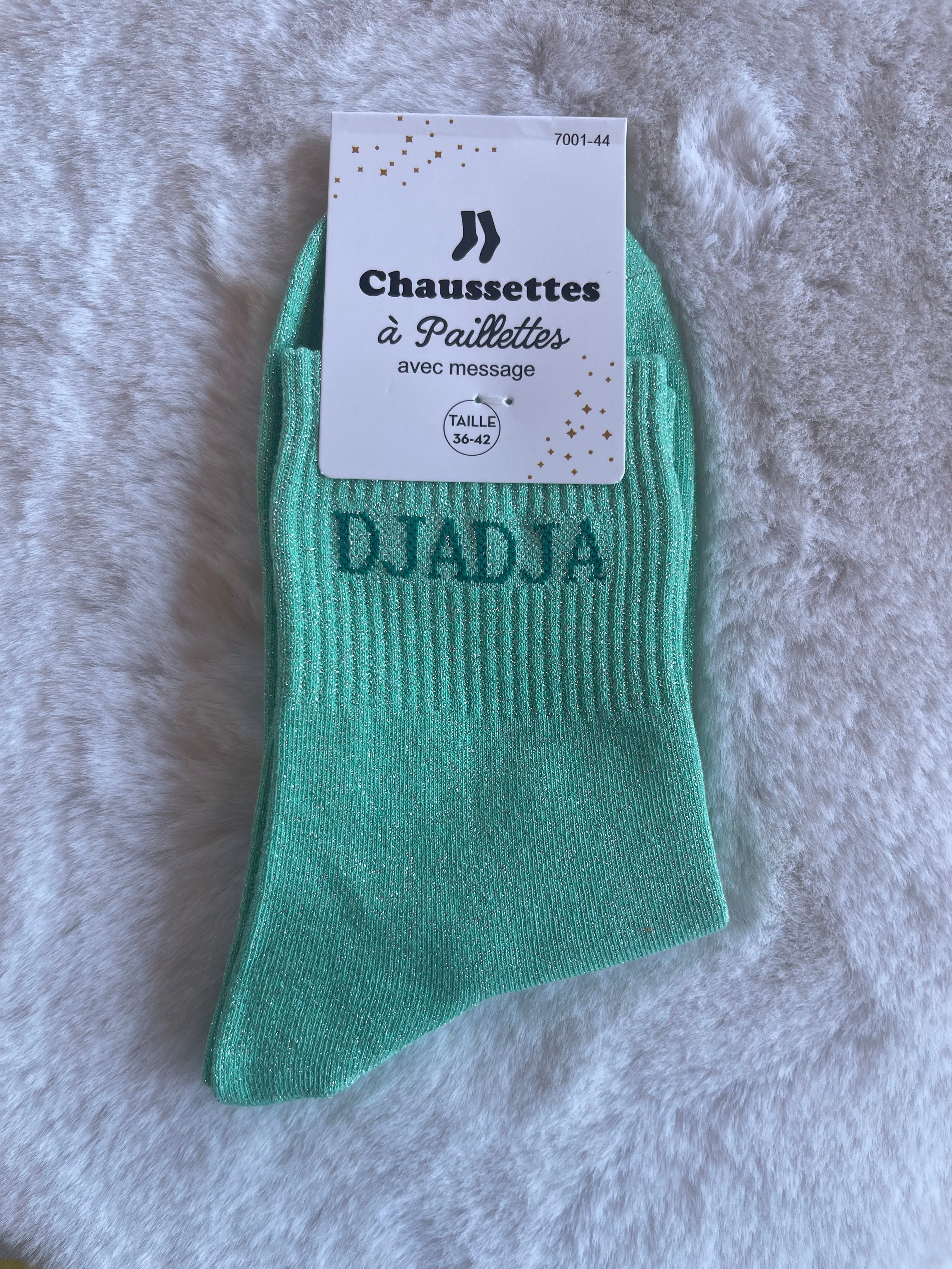 Chaussettes à Paillettes "Djadja" - Vert Menthe