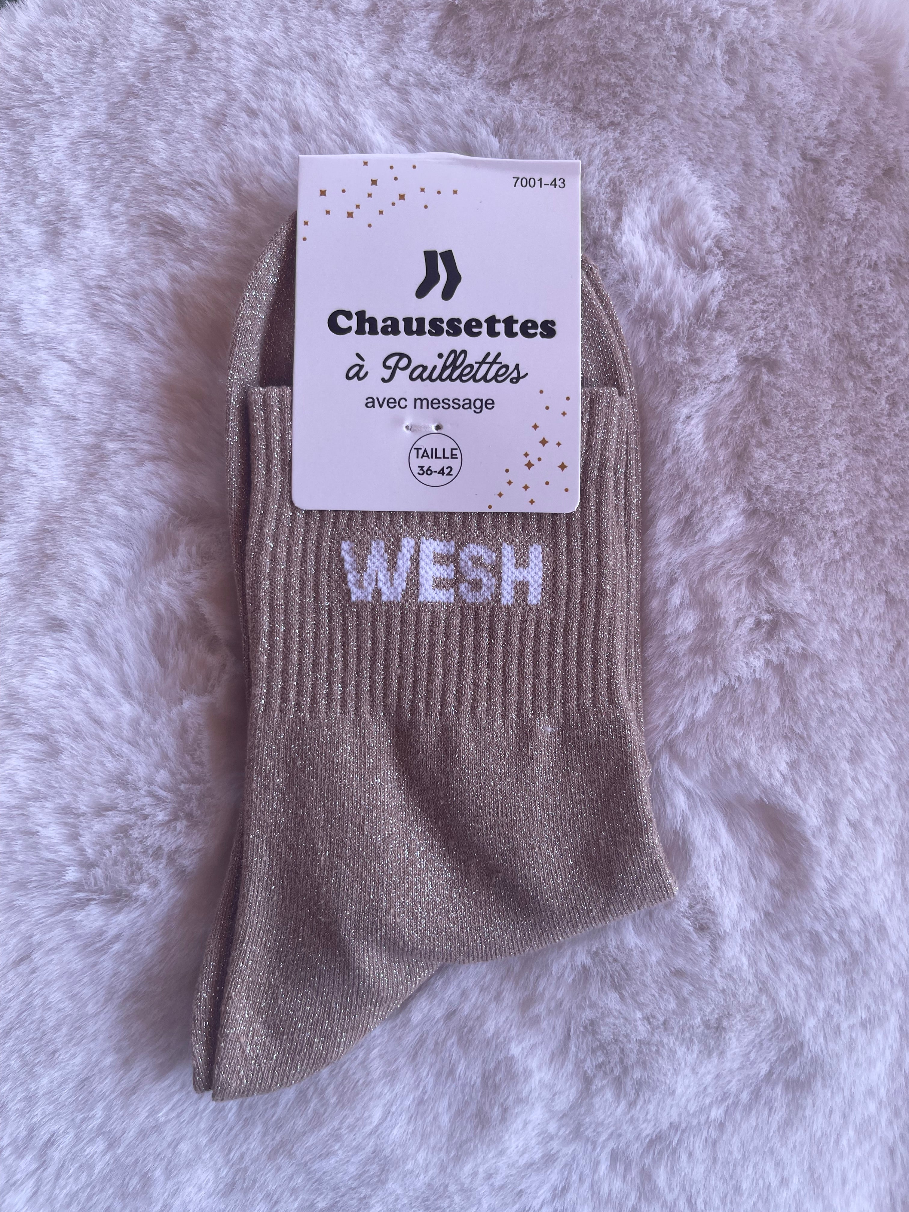 Chaussettes à Paillettes "Wesh" - Doré Taupe