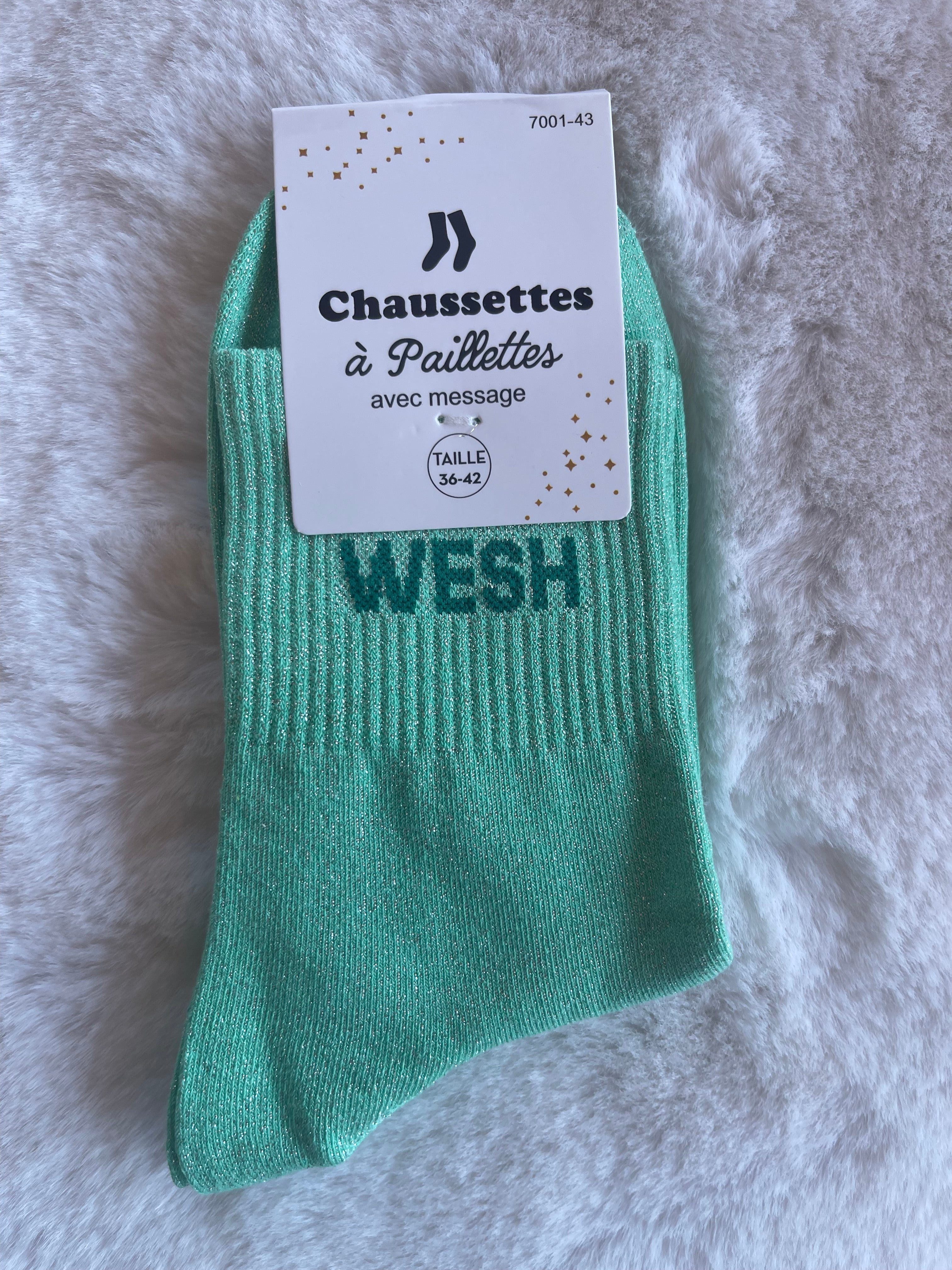 Chaussettes à Paillettes "Wesh" - Vert Menthe