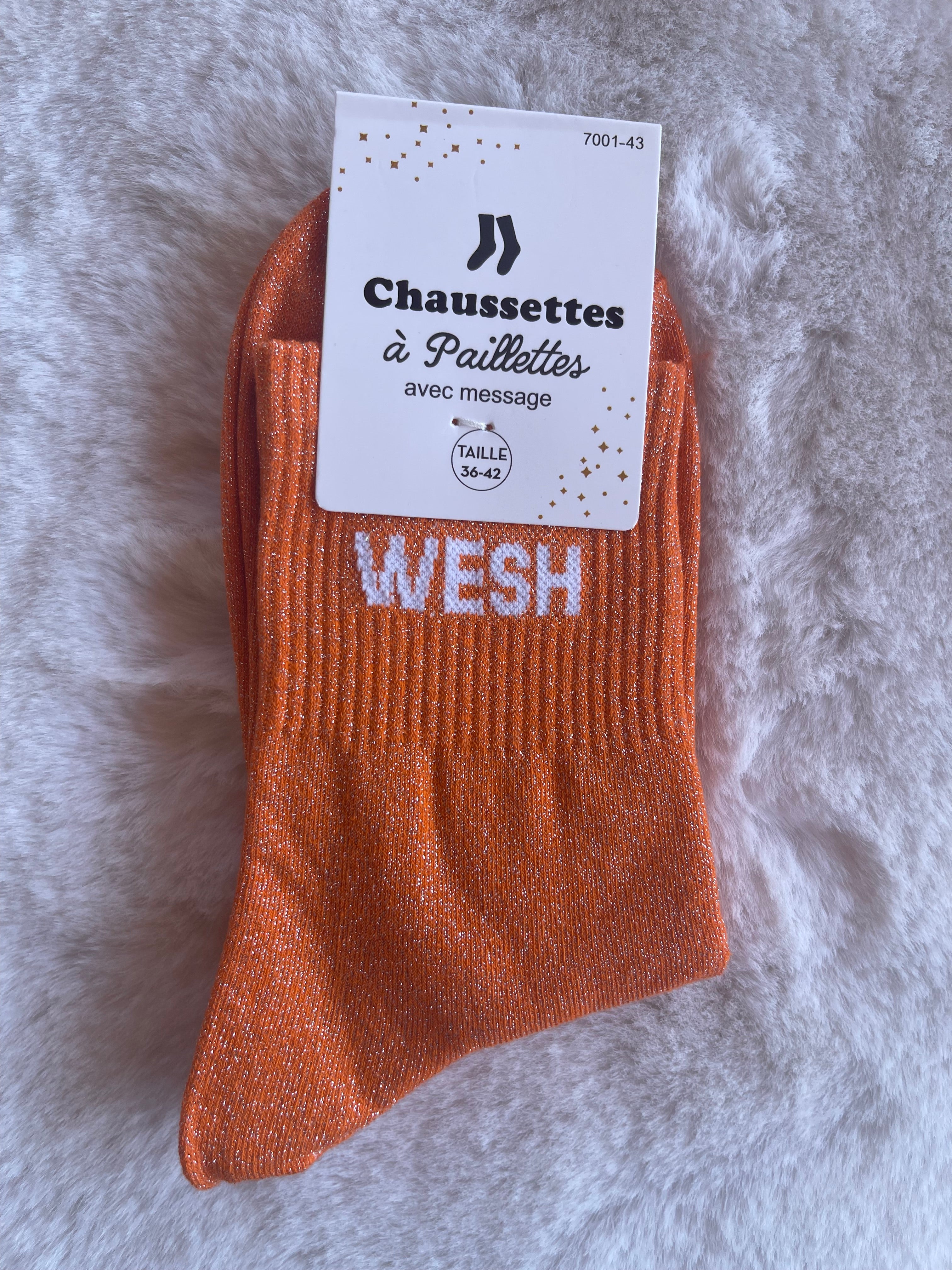Chaussettes à Paillettes "Wesh" - Orange Cuivré