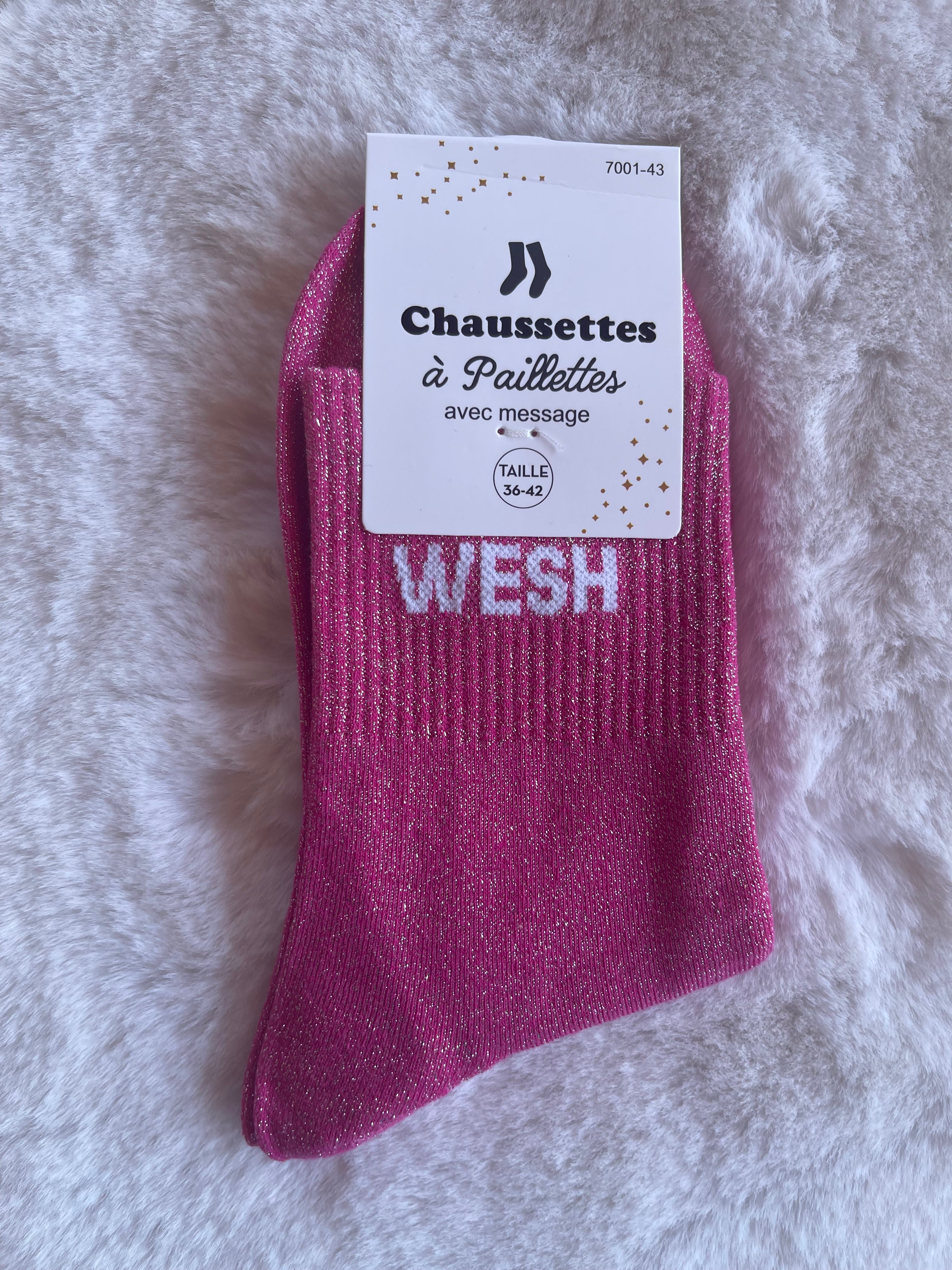 Chaussettes à Paillettes "Wesh" - Rose Fuchsia