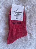 Chaussettes à Paillettes "Wesh" - Rouge Irisé