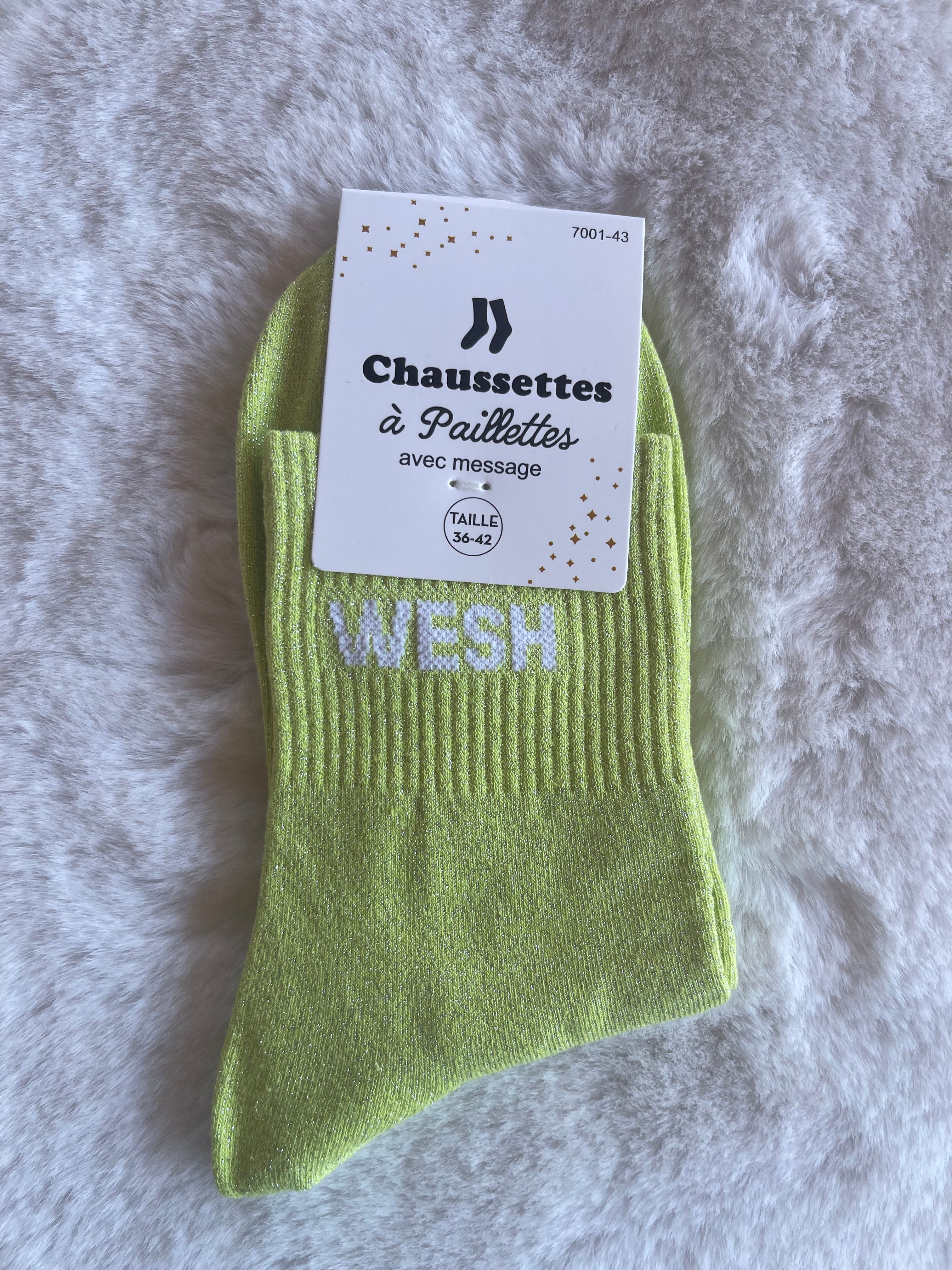 Chaussettes à Paillettes "Wesh" - Vert Anis