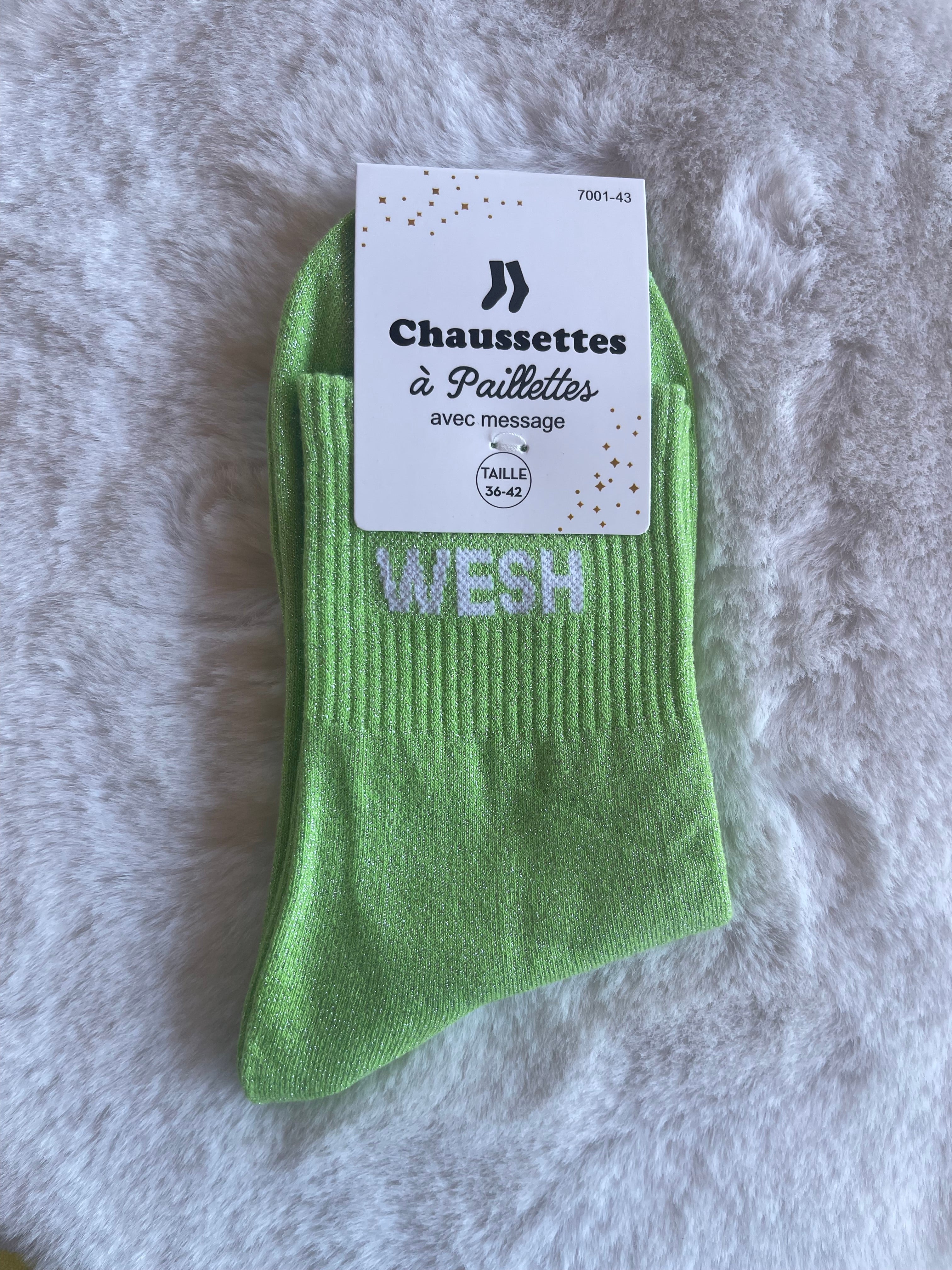 Chaussettes à Paillettes "Wesh" - Vert Pomme