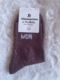 Chaussettes à Paillettes "MDR" - Bordeaux Irisé