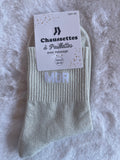 Chaussettes à Paillettes "MDR" - Gris Argenté