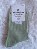 Chaussettes à Paillettes "MDR" - Vert Sauge