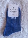 Chaussettes à Paillettes "MDR" - Bleu Roi