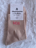 Chaussettes à Paillettes "MDR" - Rose Doré