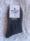 Chaussettes à Paillettes "MDR" - Noir Irisé