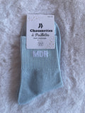 Chaussettes à Paillettes "MDR" - Bleu Ciel