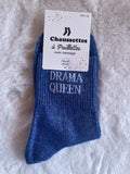 Chaussettes à Paillettes "Drama Queen" - Bleu Roi