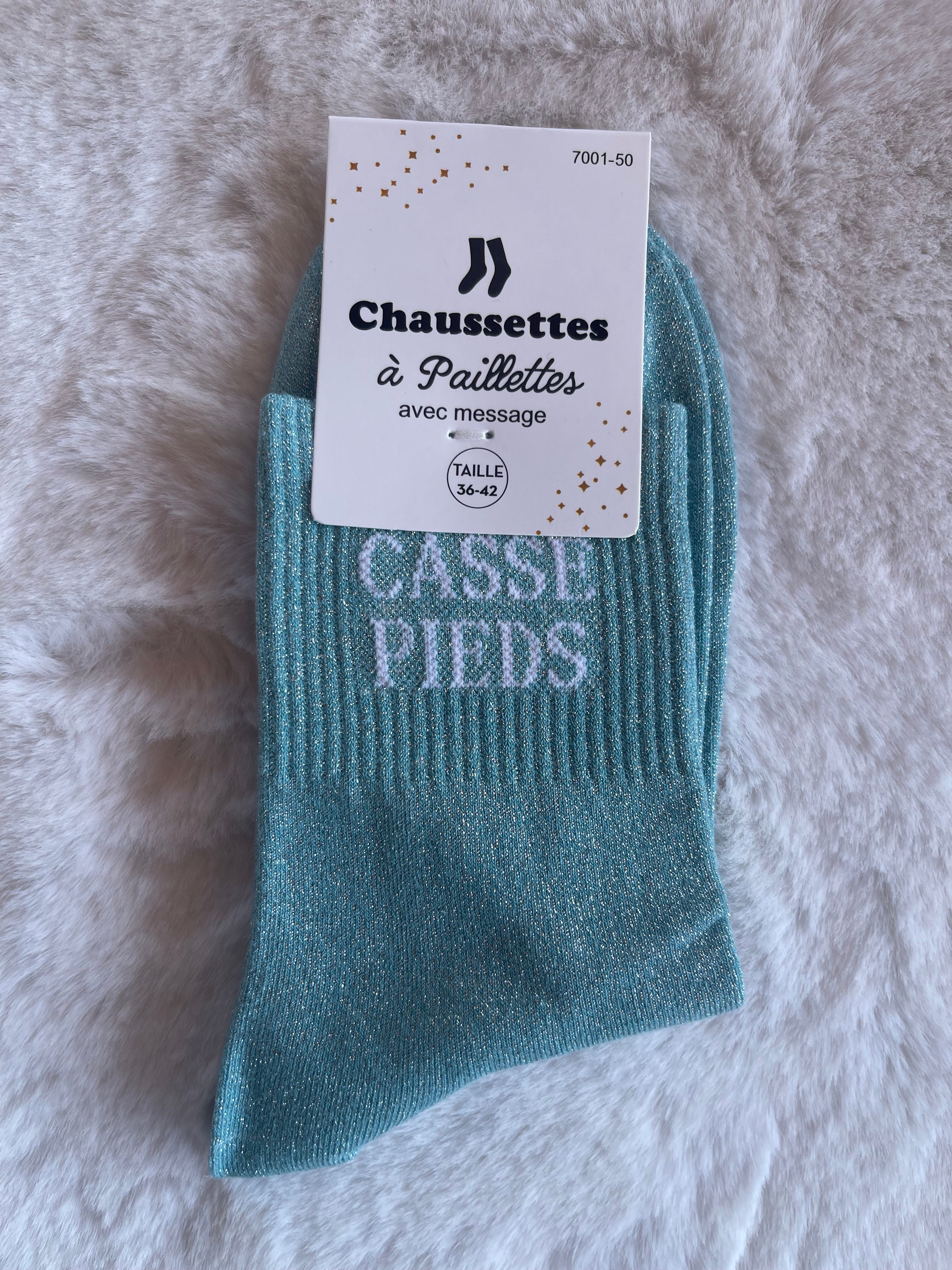 Chaussettes à Paillettes "Casse-Pieds" - Bleu Lagon