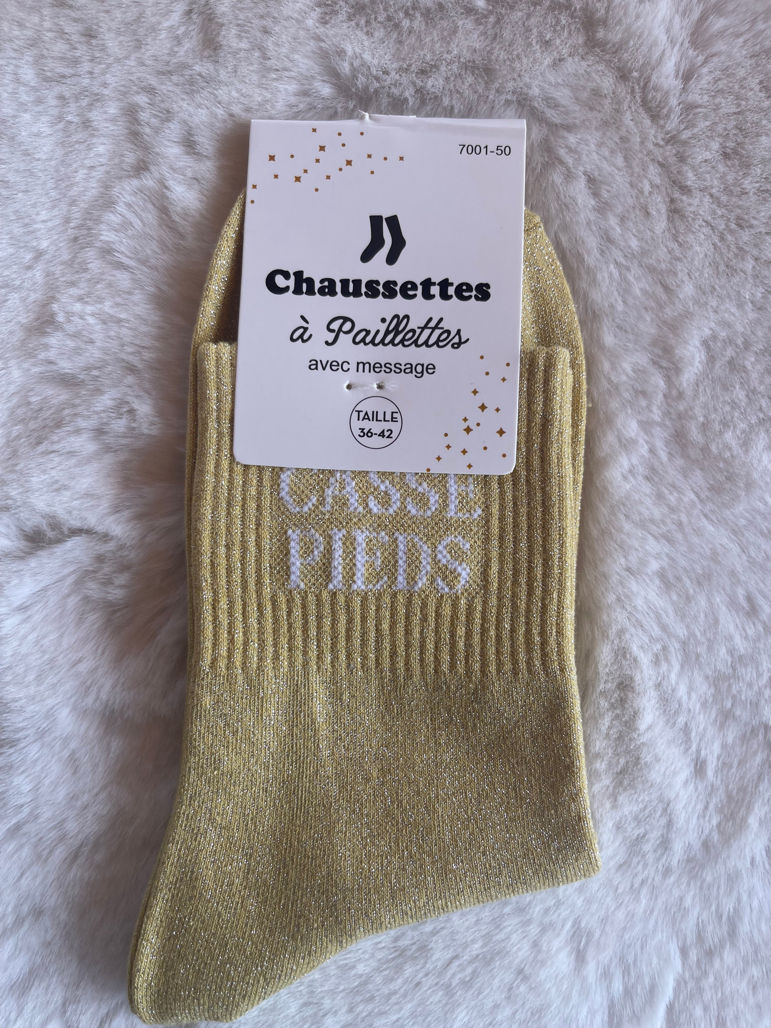 Chaussettes à Paillettes "Casse-Pieds" - Jaune Irisé