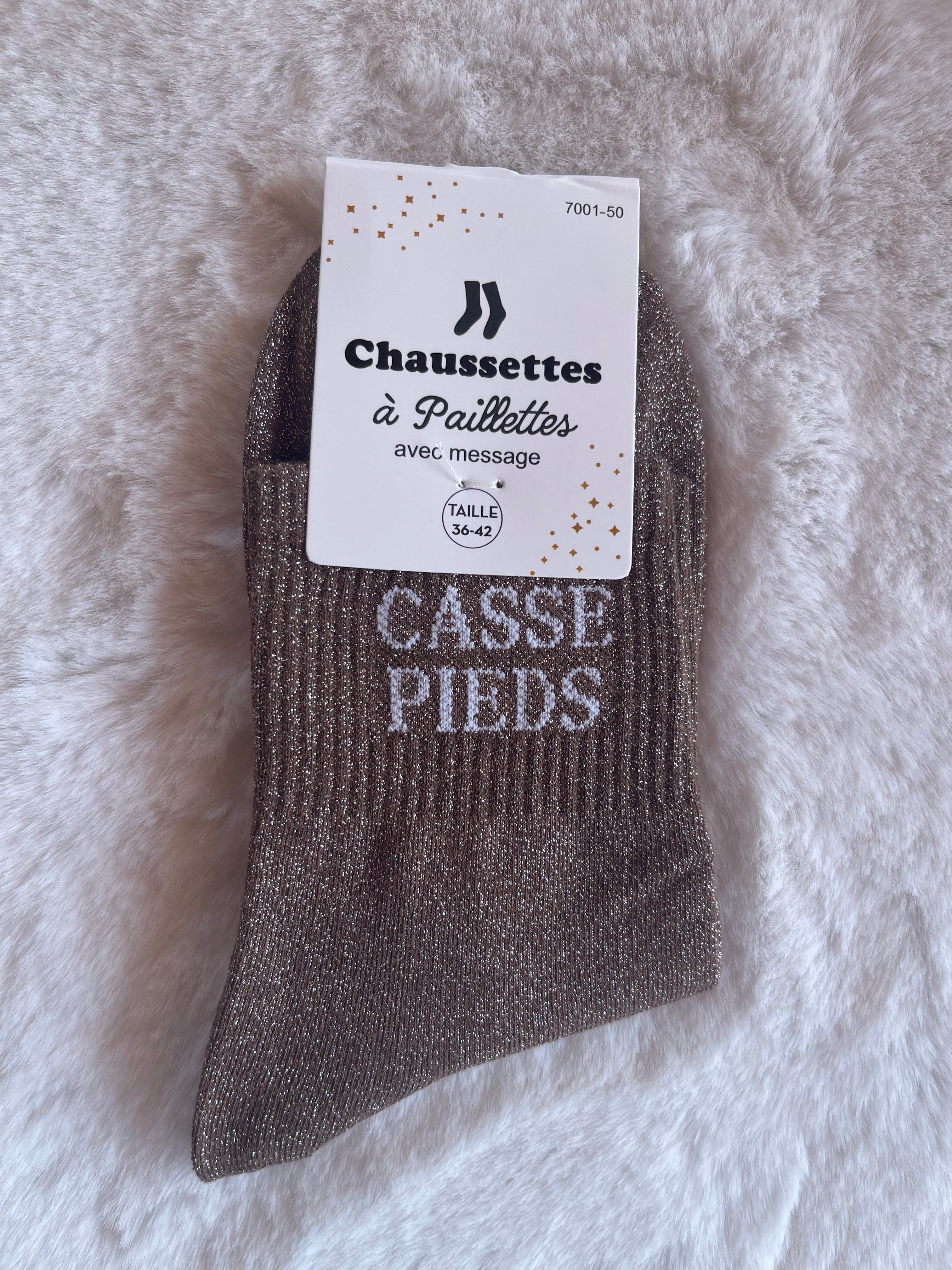 Chaussettes à Paillettes "Casse-Pieds" - Brun Irisé