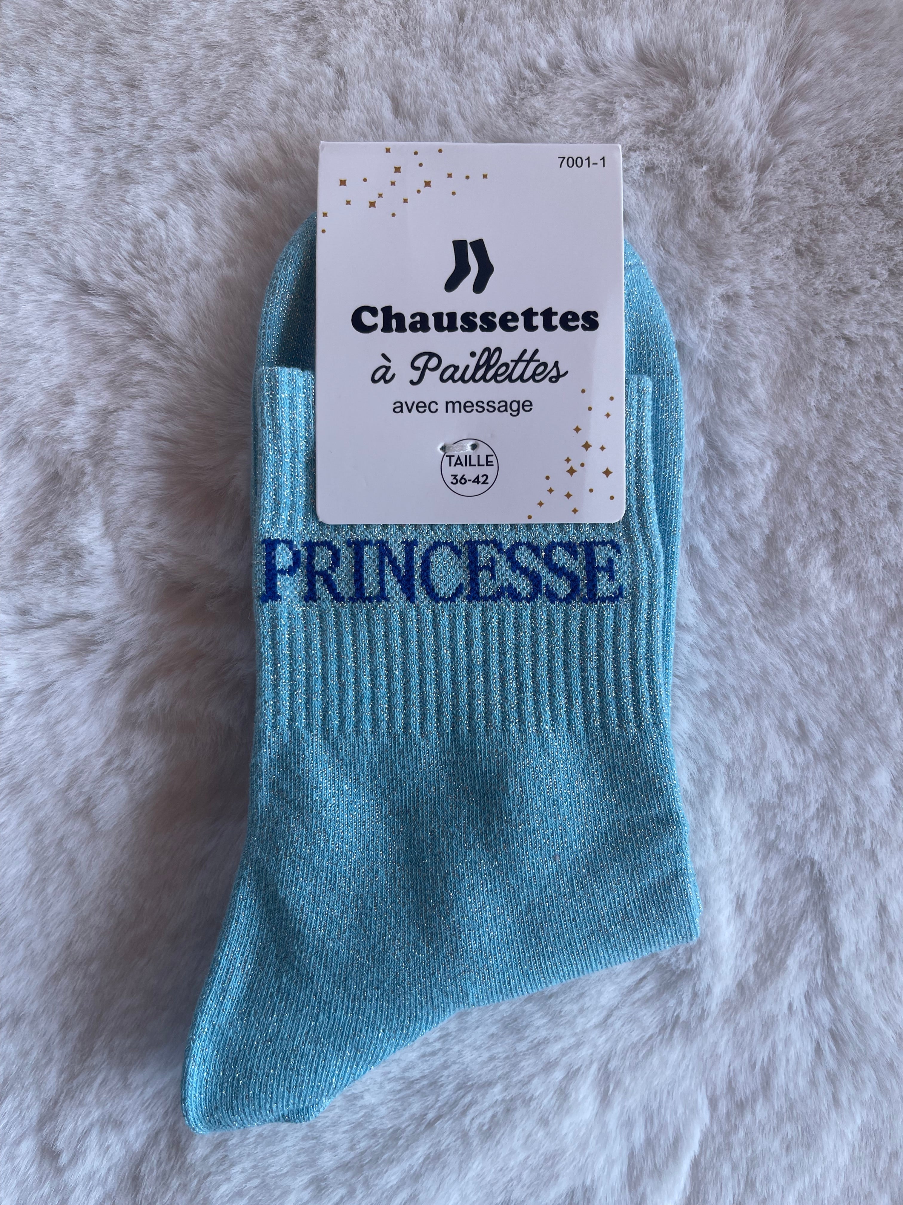 Chaussettes à Paillettes "Princesse" - Bleu Ciel