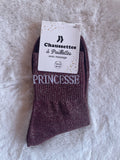 Chaussettes à Paillettes "Princesse" - Prune Irisé