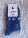 Chaussettes à Paillettes "Princesse" - Bleu Roi