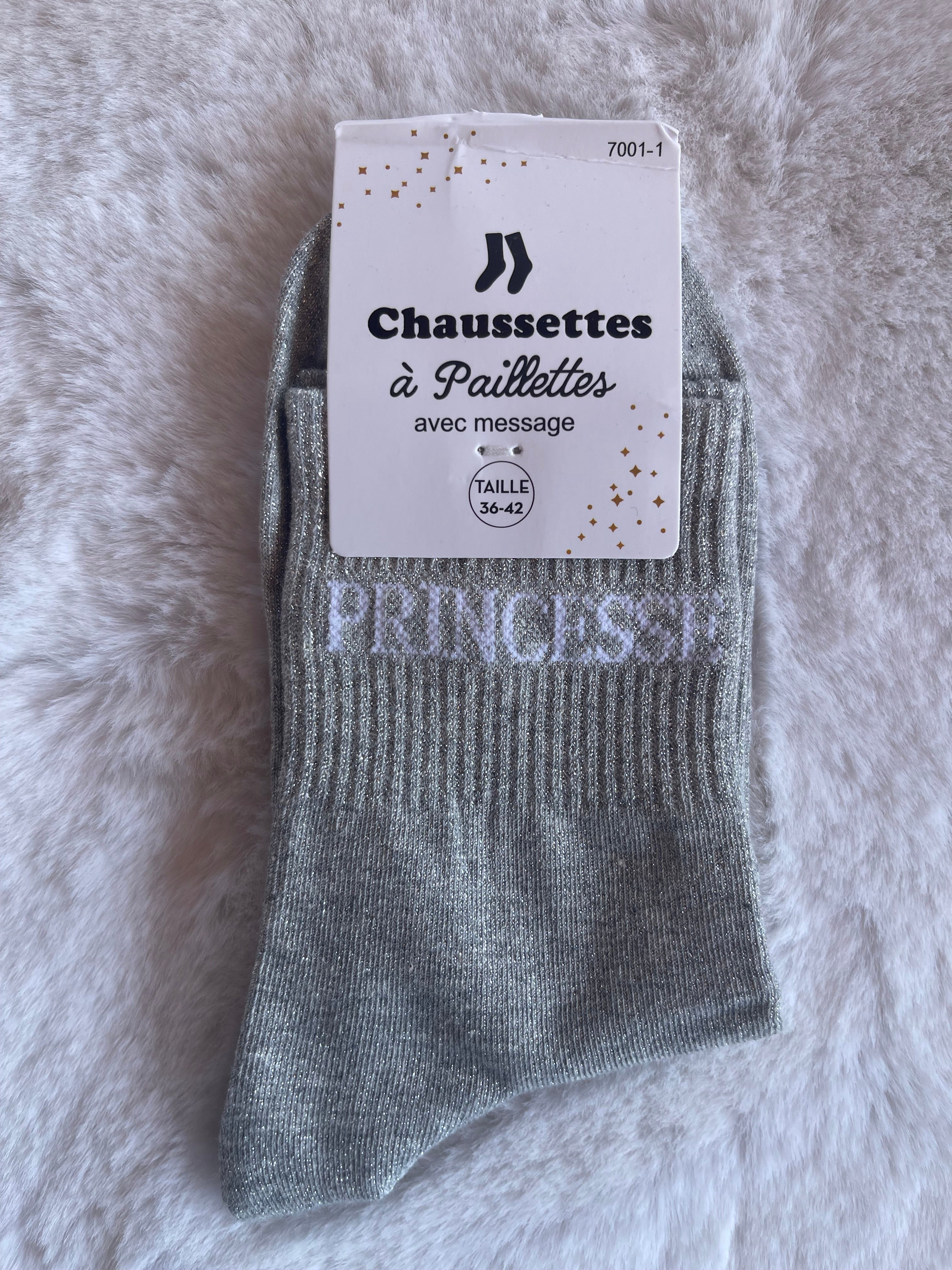 Chaussettes à Paillettes "Princesse" - Gris Argenté