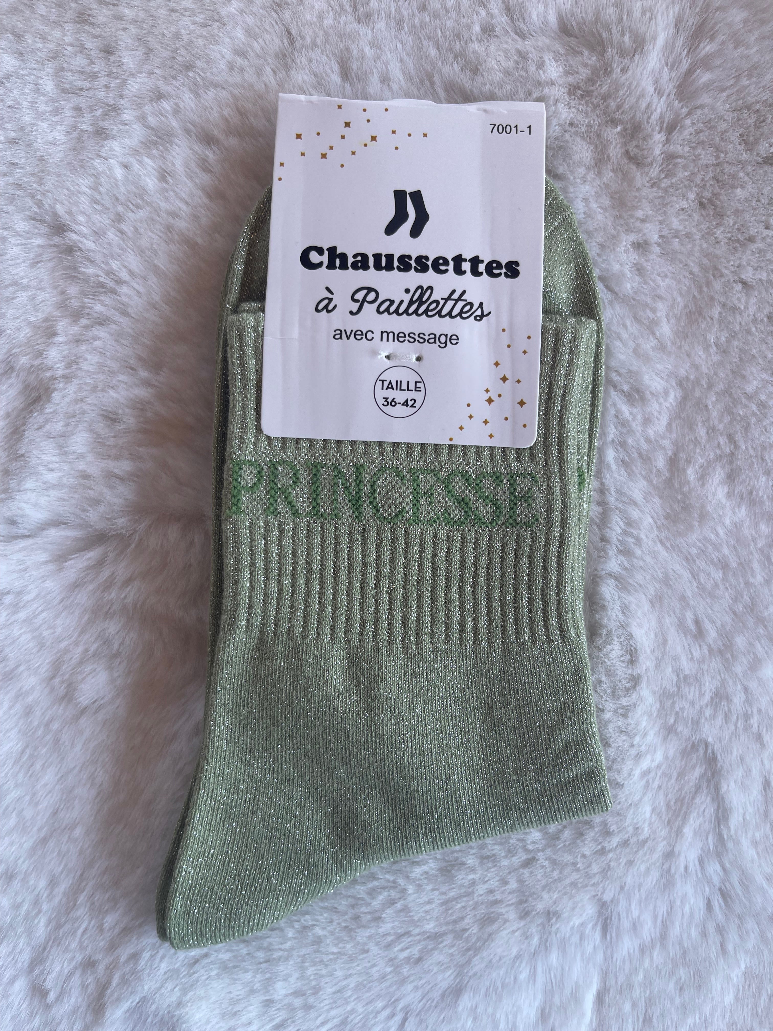 Chaussettes à Paillettes "Princesse" - Vert Sauge