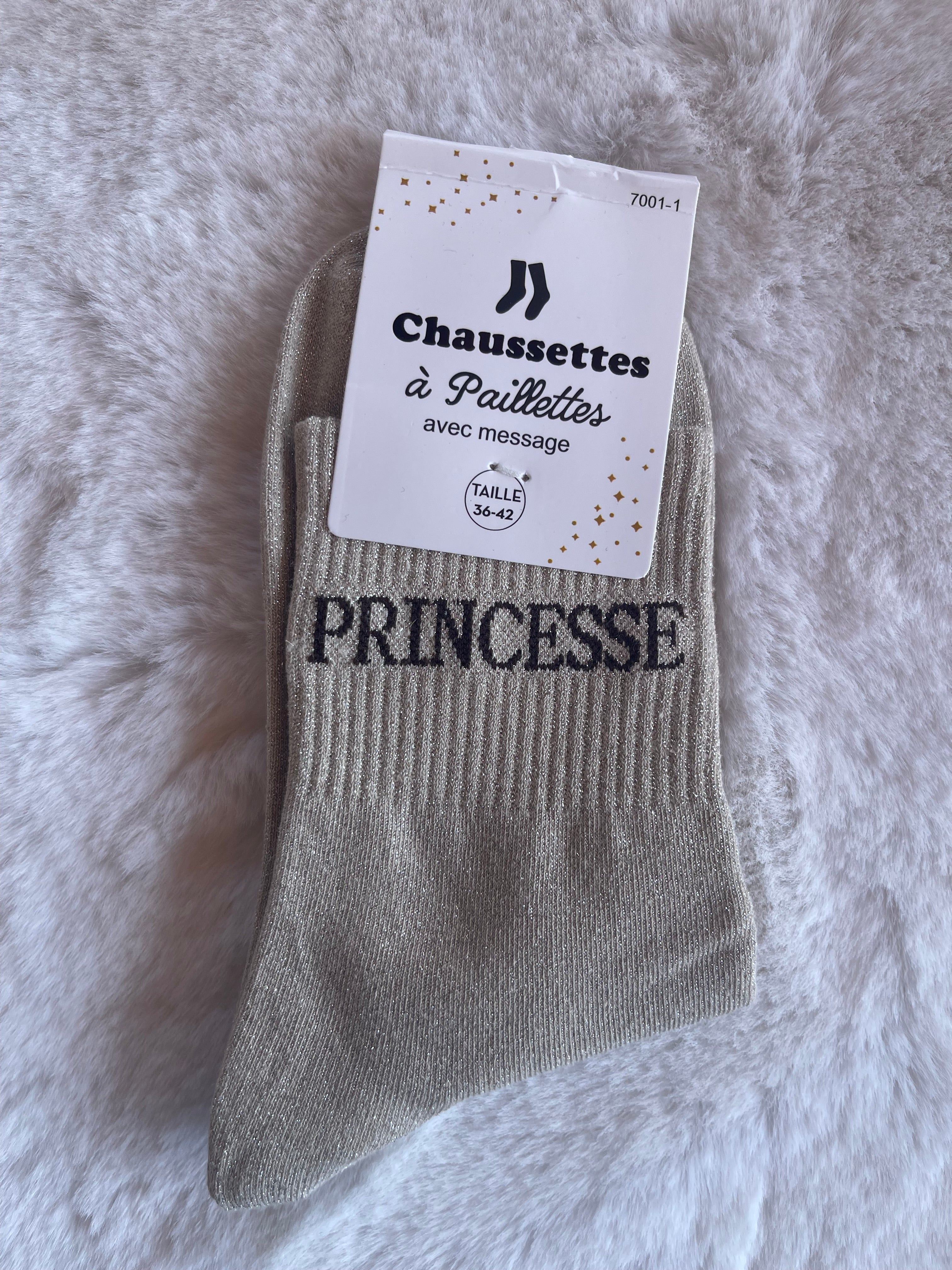 Chaussettes à Paillettes "Princesse" - Beige Doré