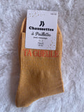 Chaussettes à Paillettes "Ta Gueule" - Orange Irisé