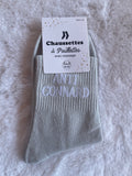 Chaussettes à Paillettes "Anti Connard" - Gris Argenté
