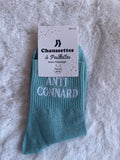 Chaussettes à Paillettes "Anti Connard" - Bleu Lagon