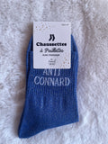 Chaussettes à Paillettes "Anti Connard" - Bleu Roi