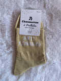Chaussettes à Paillettes "Anti Connard" - Jaune Doré