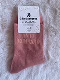 Chaussettes à Paillettes "Anti Connard" - Rose Cuivré