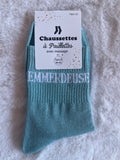 Chaussettes à Paillettes "Emmerdeuse" - Bleu Lagon