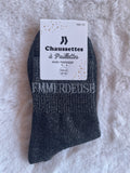 Chaussettes à Paillettes "Emmerdeuse" - Noir Argenté