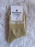 Chaussettes à Paillettes "Emmerdeuse" - Ivoire Doré