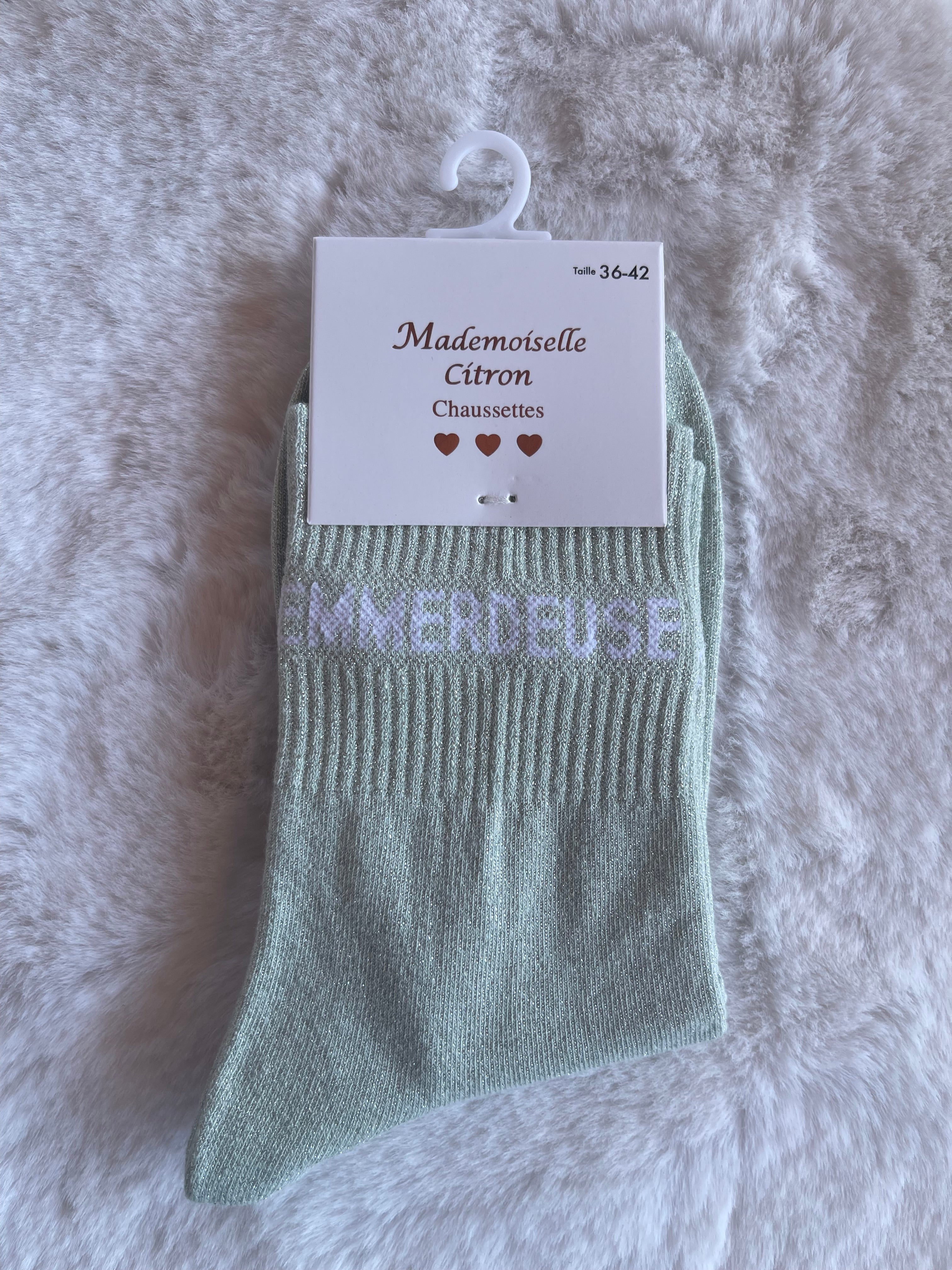 Chaussettes Mademoiselle Citron - Vert Menthe Irisé