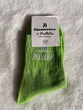 Chaussettes à Paillettes "Girl Power" - Vert Fluo