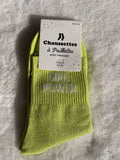 Chaussettes à Paillettes "Girl Power" - Jaune Citron