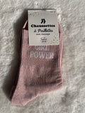 Chaussettes à Paillettes "Girl Power" - Rose Poudré