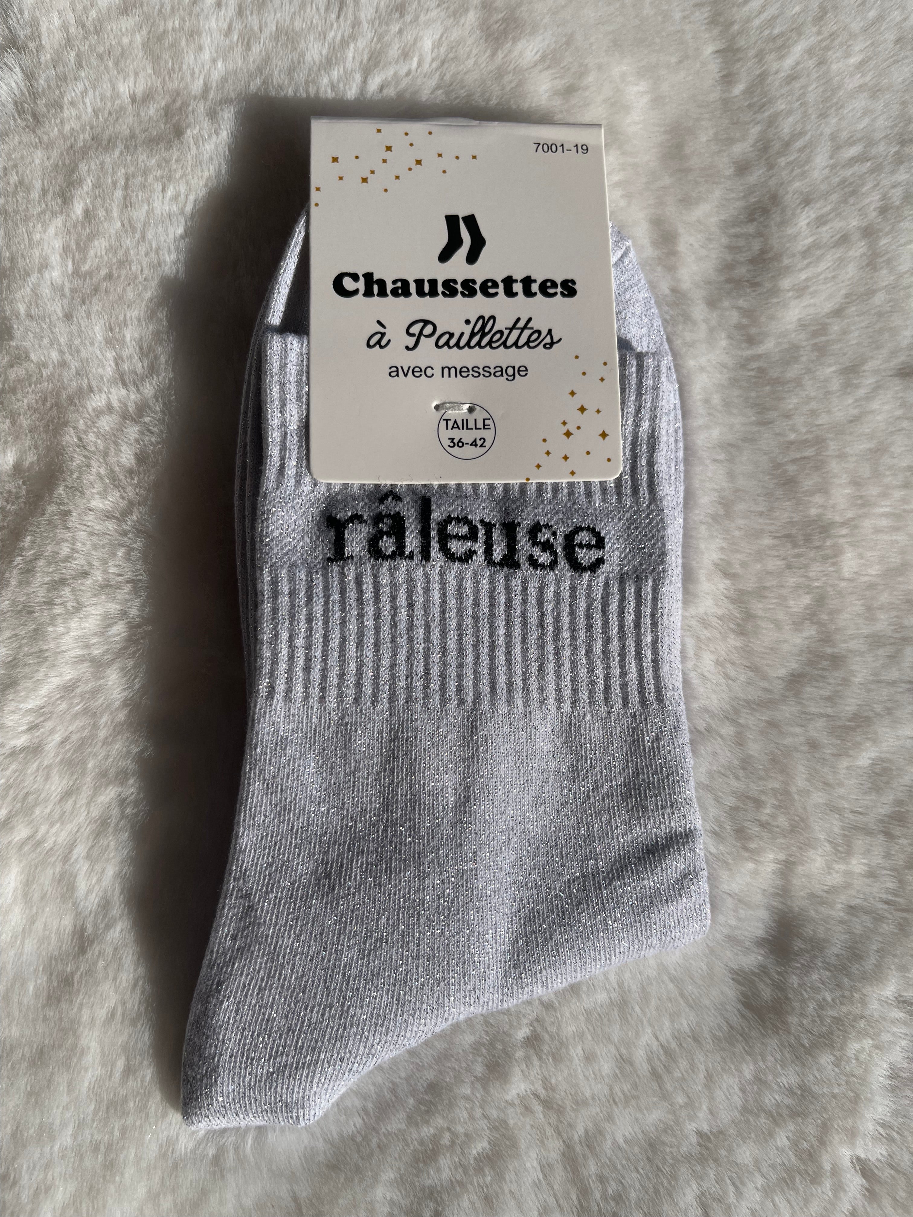 Chaussettes à Paillettes "Râleuse" - Gris Argenté