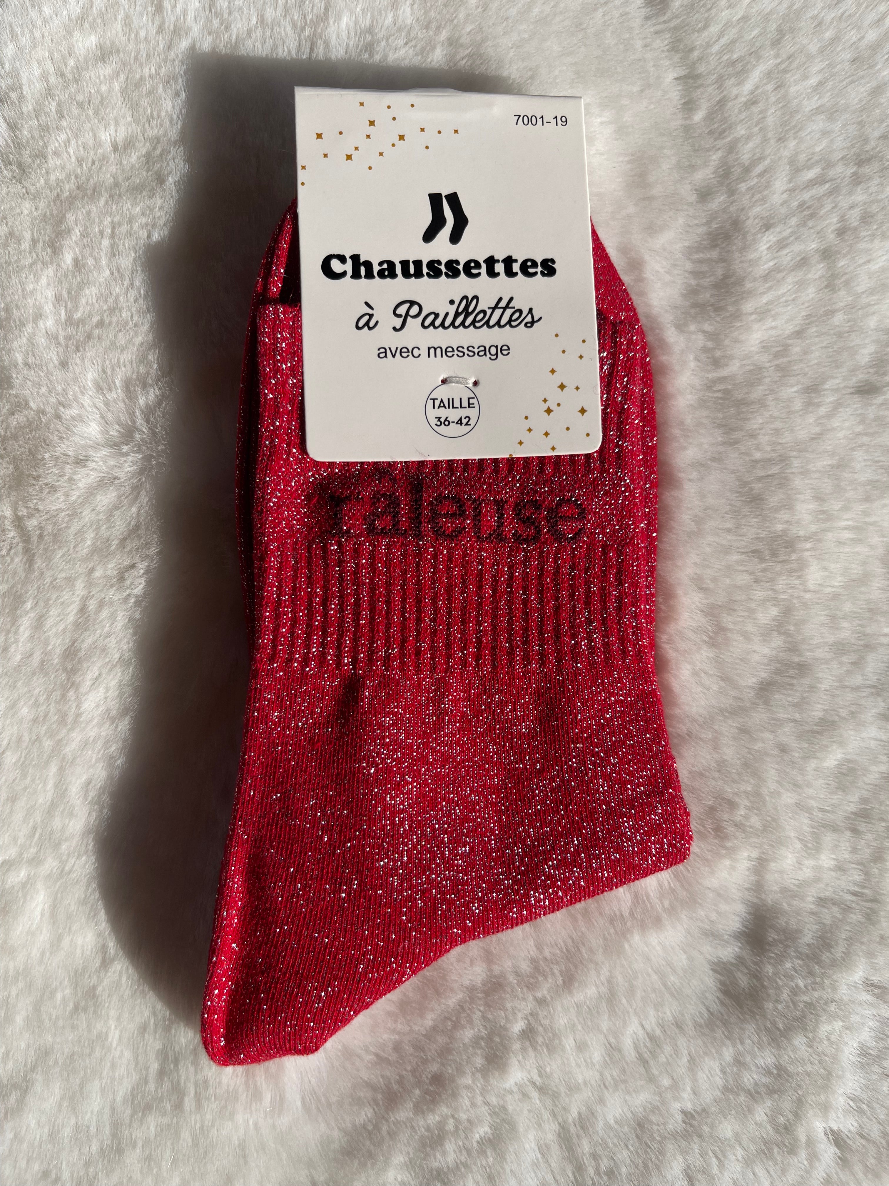 Chaussettes à Paillettes "Râleuse" - Rouge Irisé