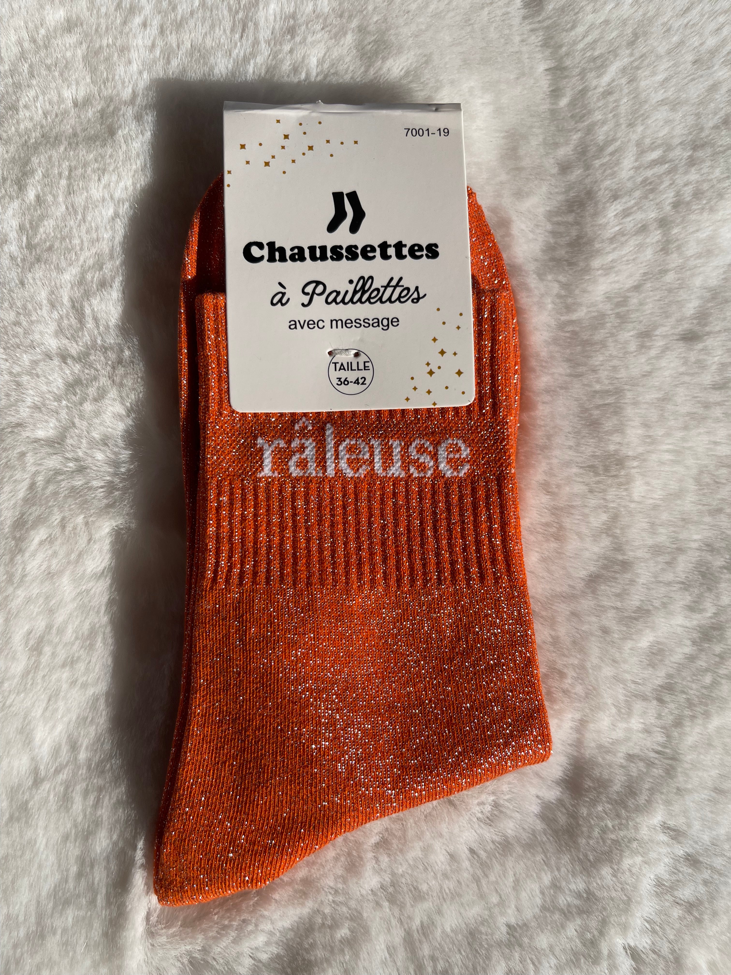 Chaussettes à Paillettes "Râleuse" - Orange Irisé