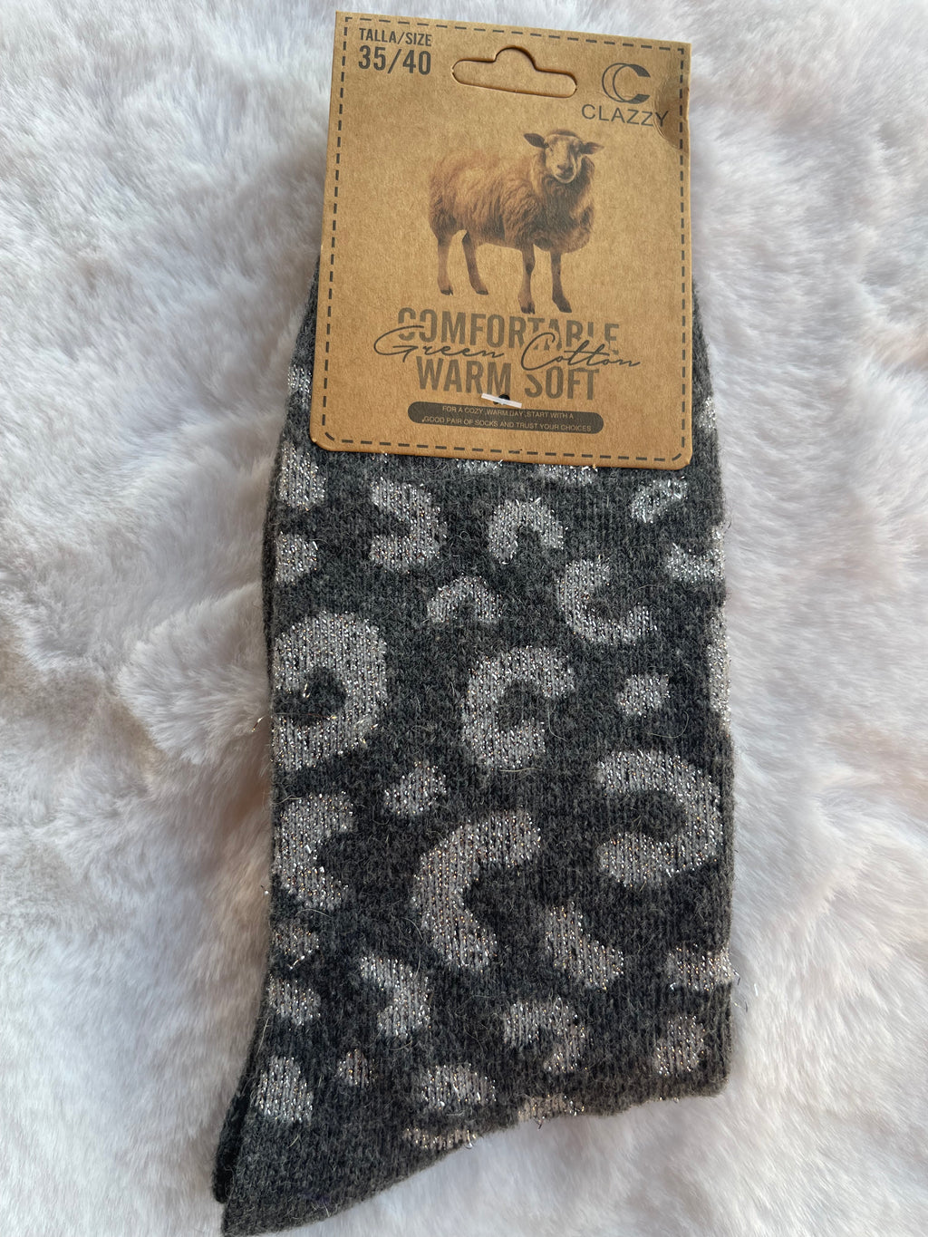 Chaussettes Chaudes Léopard Gris – Clazzy