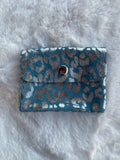 Porte-monnaie Léopard Bleu Métallisé
