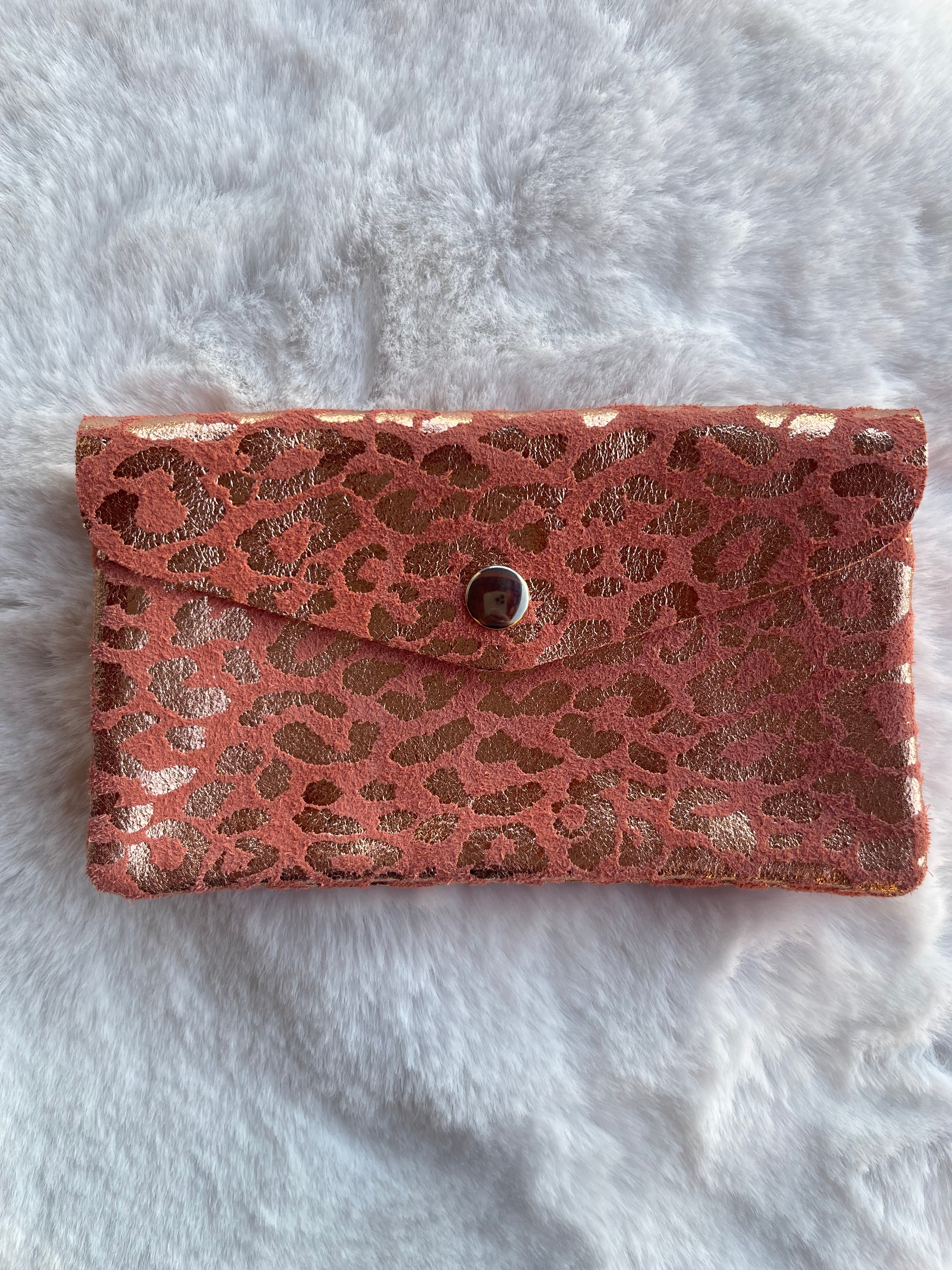 Portefeuille Léopard Rose Doré