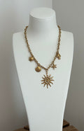 Collier Breloques Soleil Doré