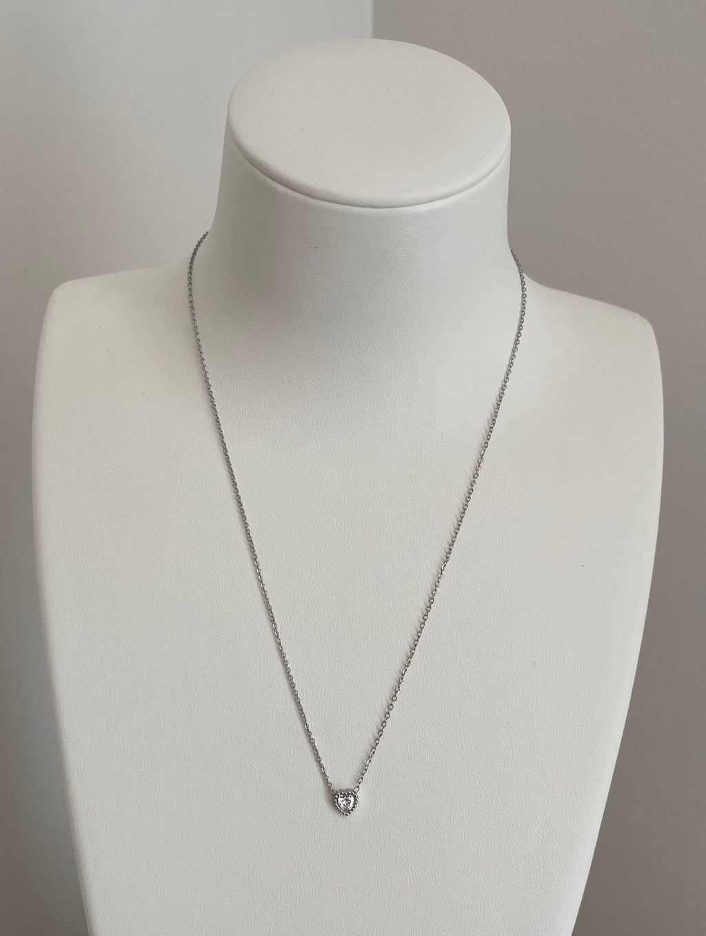 Collier Mini Cœur Strass - Acier Inoxydable Argenté