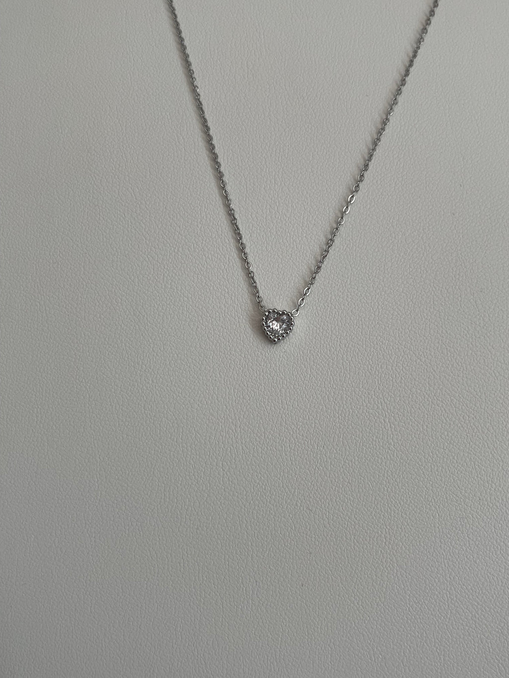 Collier Mini Cœur Strass - Acier Inoxydable Argenté