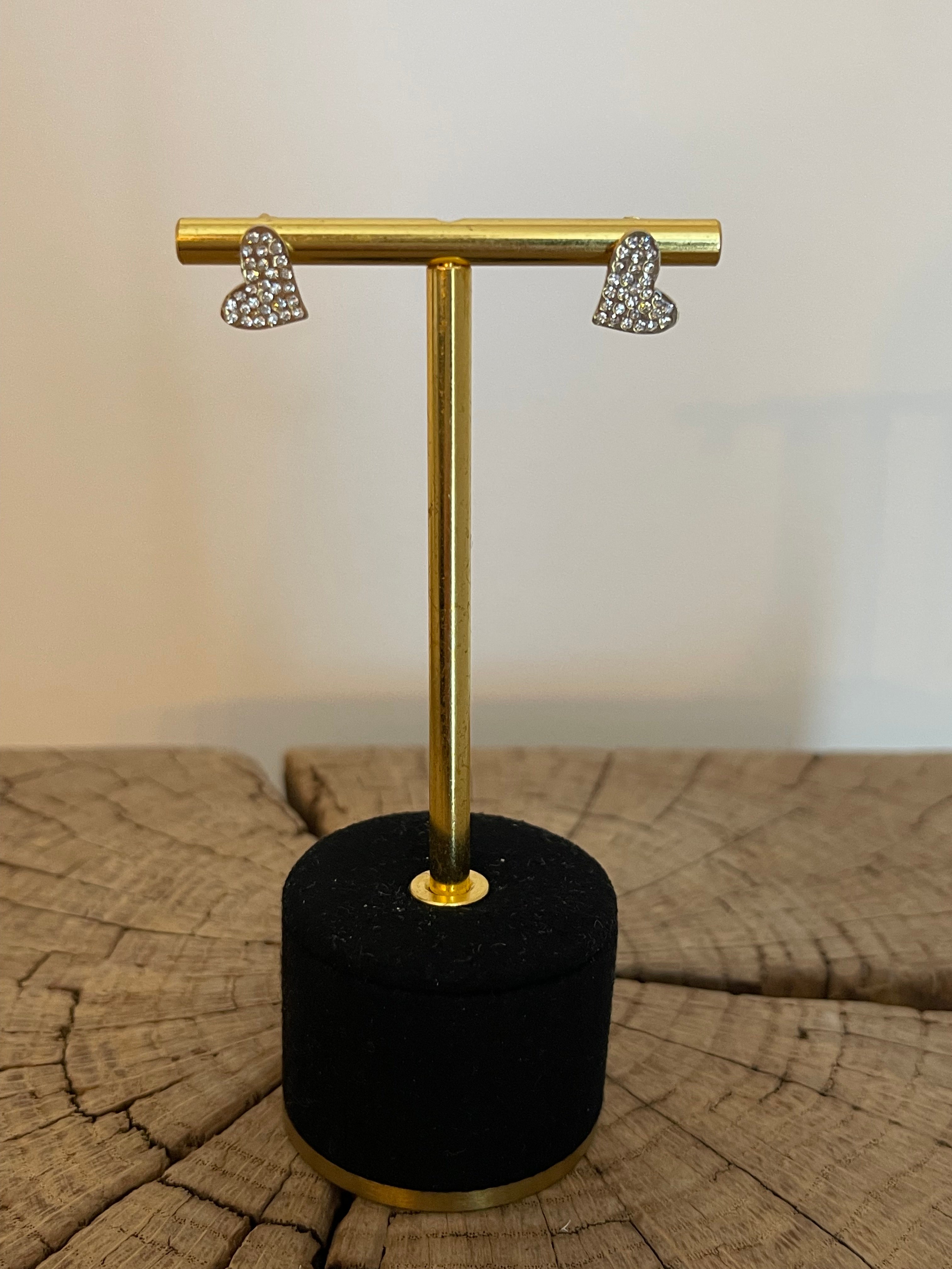 Puces d'Oreilles Cœur Pavé Strass – Acier Inoxydable