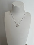 Collier Pendentif Cercle Barre Strass - Acier Inoxydable Argenté